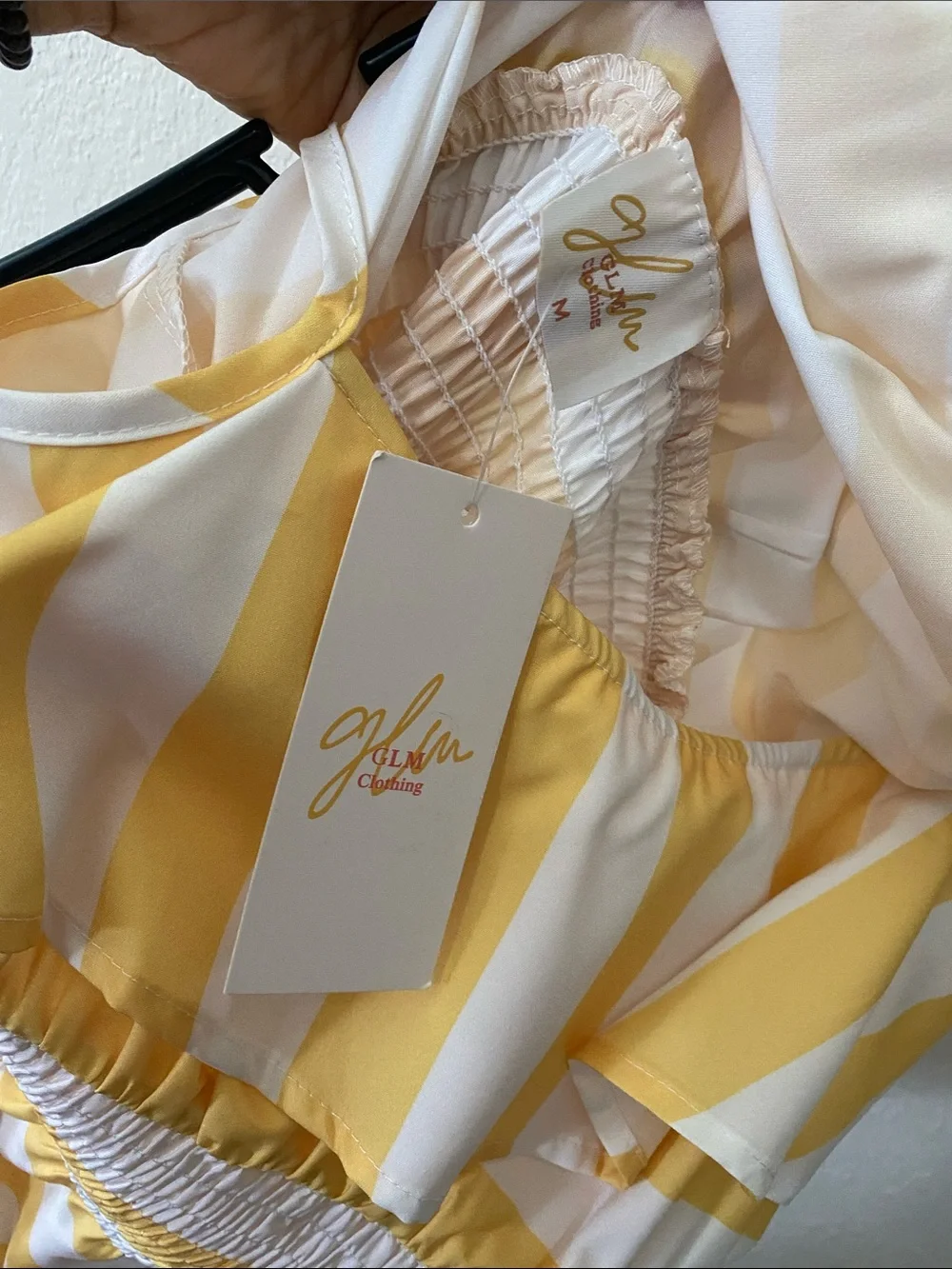 GLM Clothing Yellow & White Striped Maxi with Ruffle Bodice NWTs - Picture 8 of 9